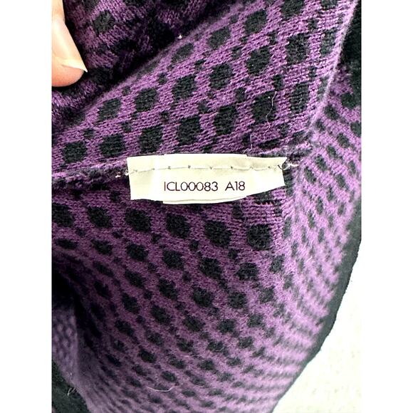 Pendleton Size Large Cardigan Sweater Houndstooth Merino Wool Purple Black - Picture 8 of 10